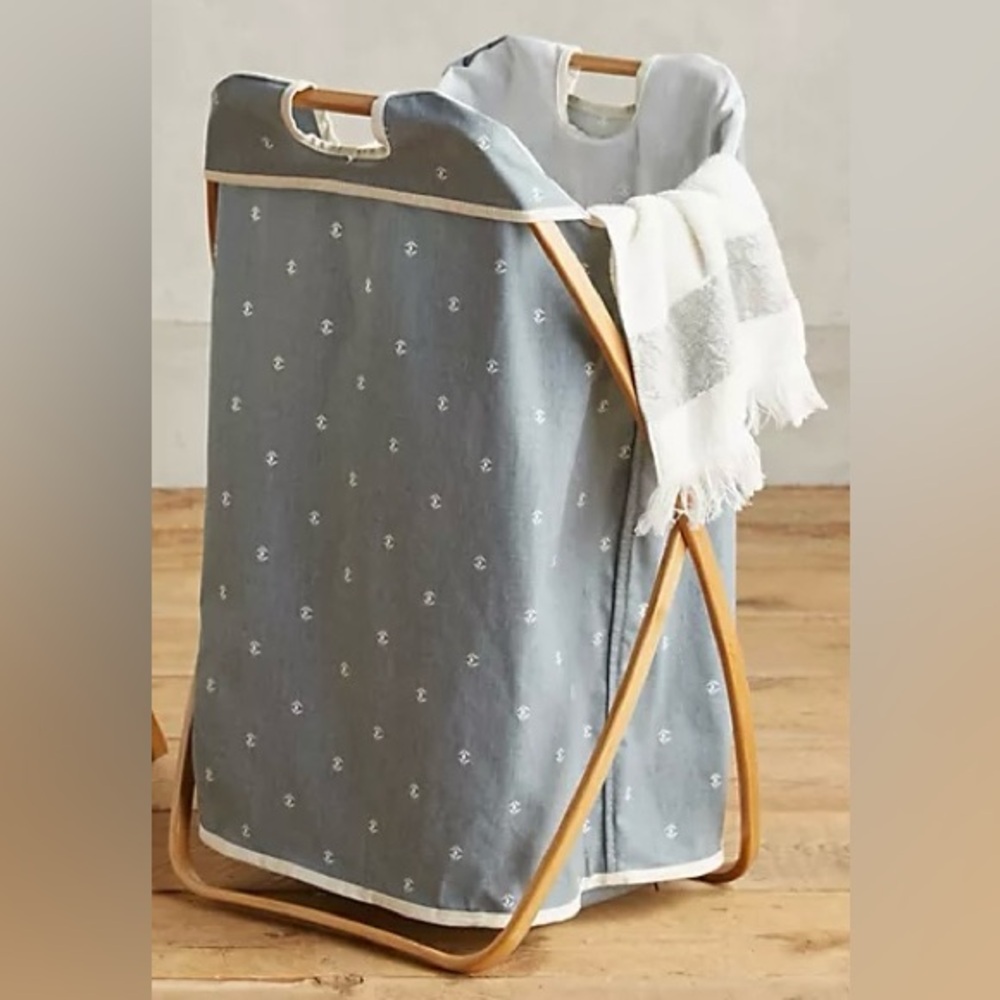 Anthropologie Bamboo Folding Laundry Hamper